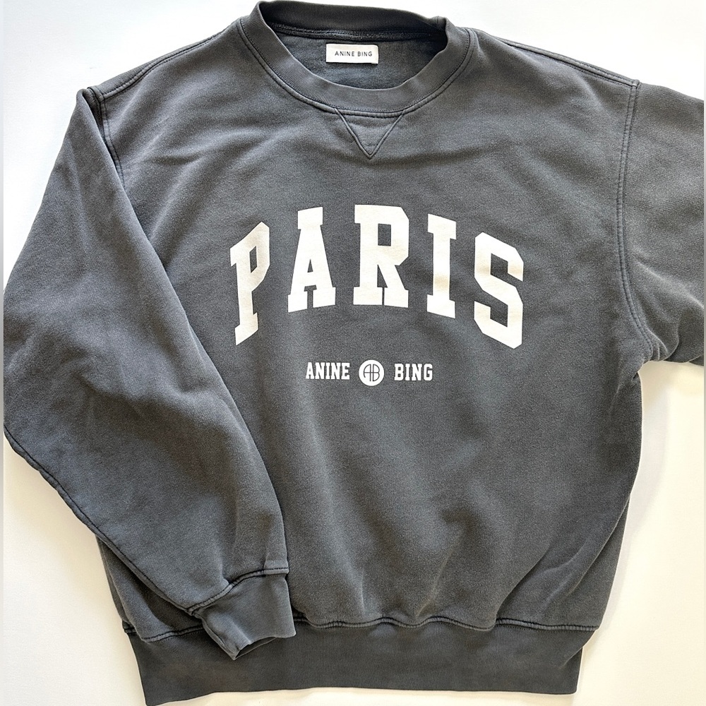 Anine Bing Paris Sweatshirt | Washed Black | Size M